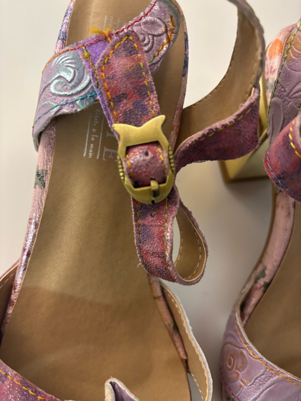 L'Artiste 38(7.5) Floral Embellished Block Heel, Avant-garde, bohemian, fairy - Picture 7 of 12